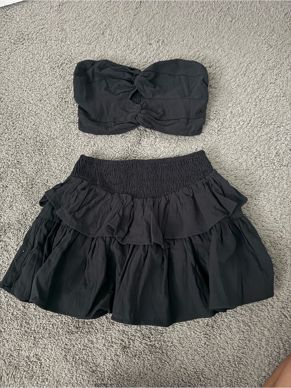Black Tiered Ruffle Mini Skirt - Women's